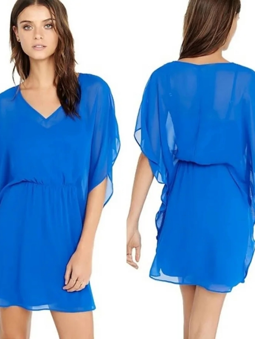 Express Royal Blue V-Neck Blouse